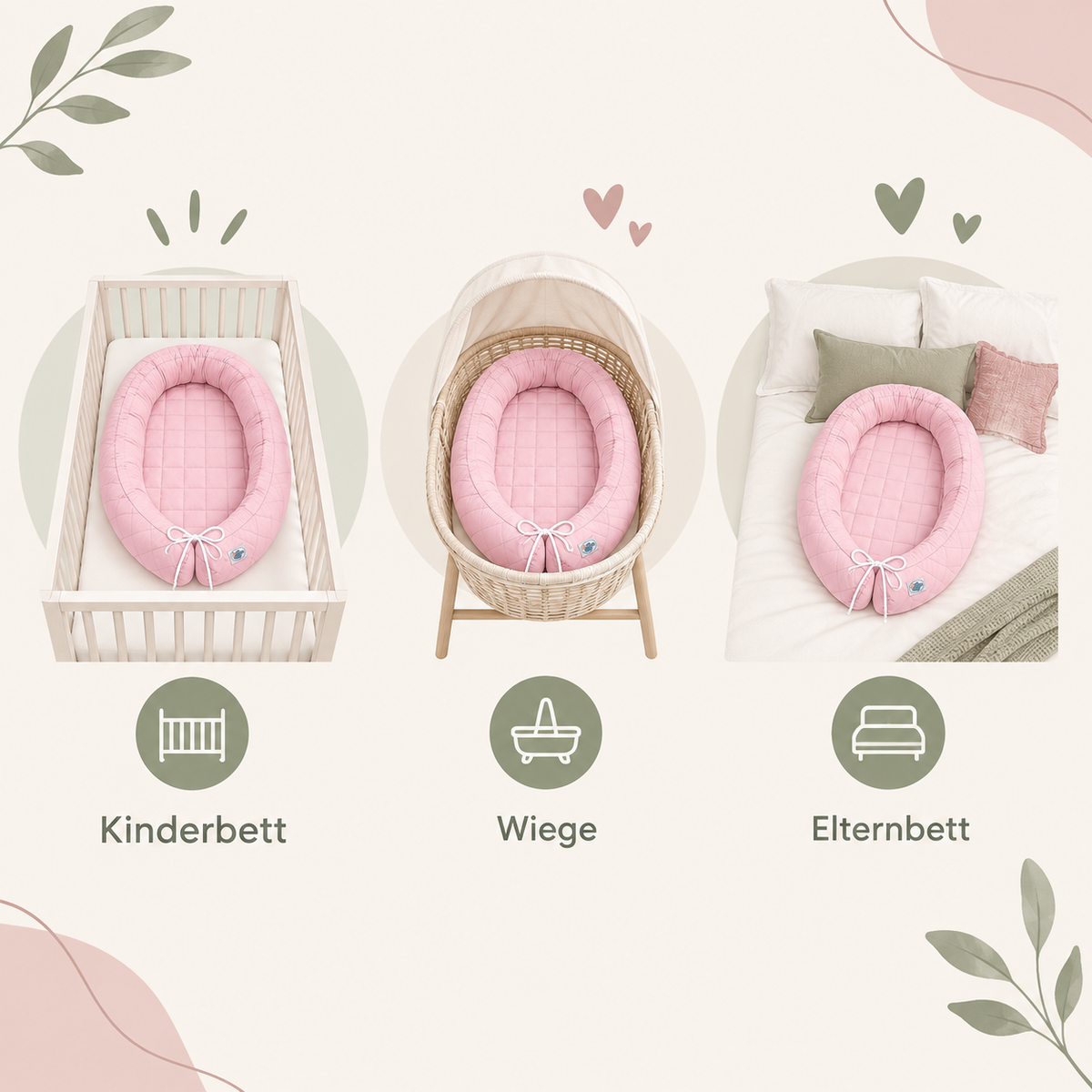 Babynest 2-in-1 – Babynestchen mit Bettschlange