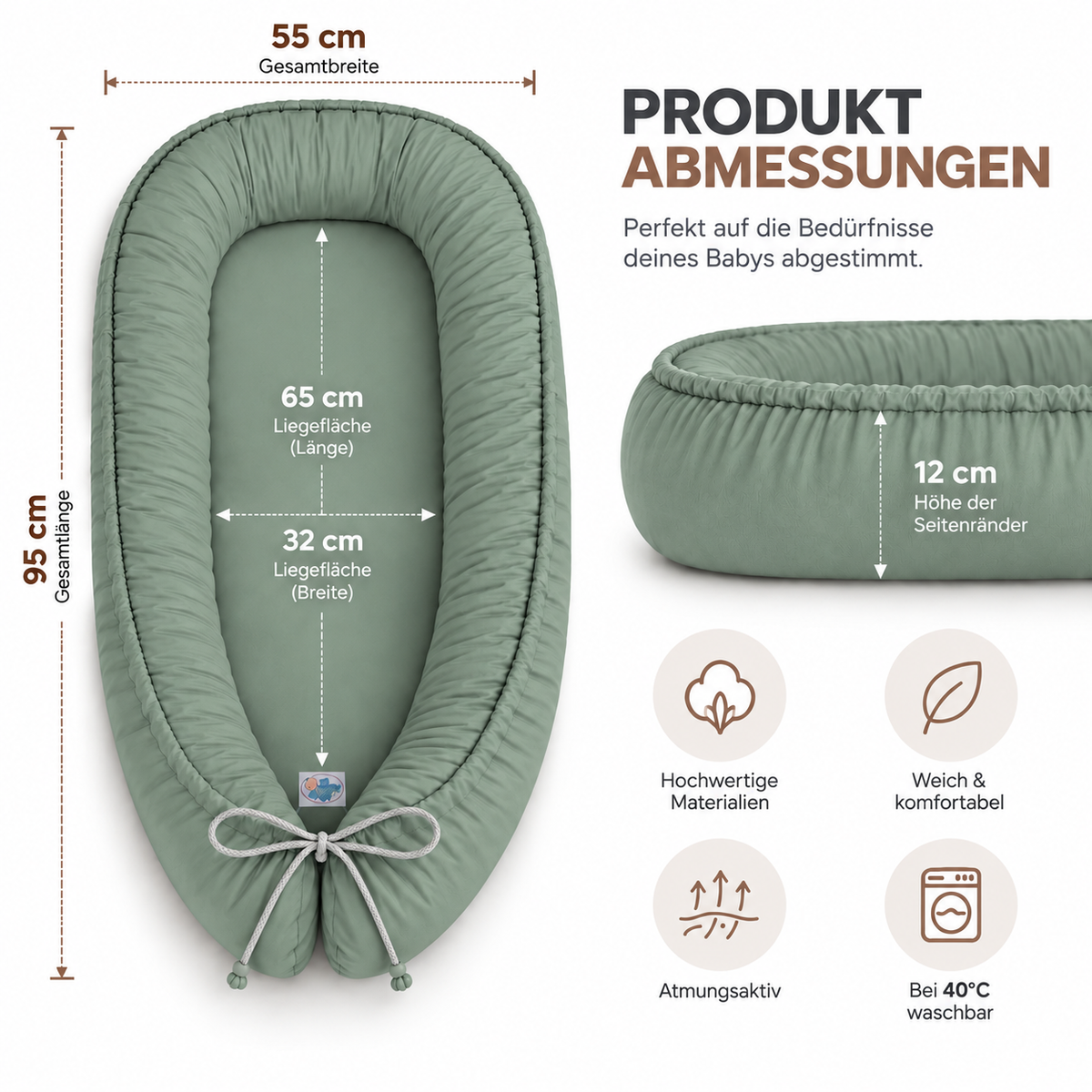 Babynest – Wendbares Babynestchen in Pastellfarben