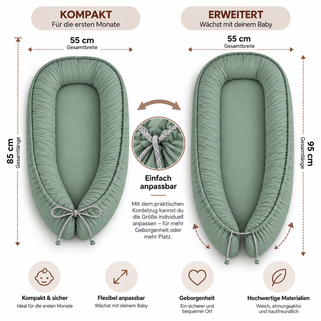 Babynest – Wendbares Babynestchen in Pastellfarben