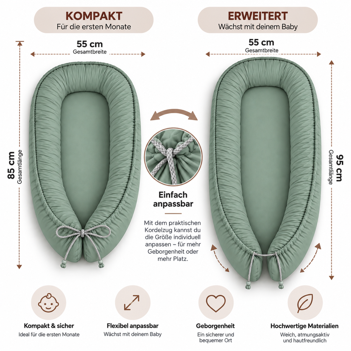 Babynest – Wendbares Babynestchen in Pastellfarben