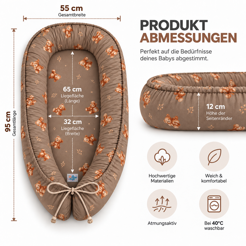 Babynest – Wendbares Babynestchen mit Muster
