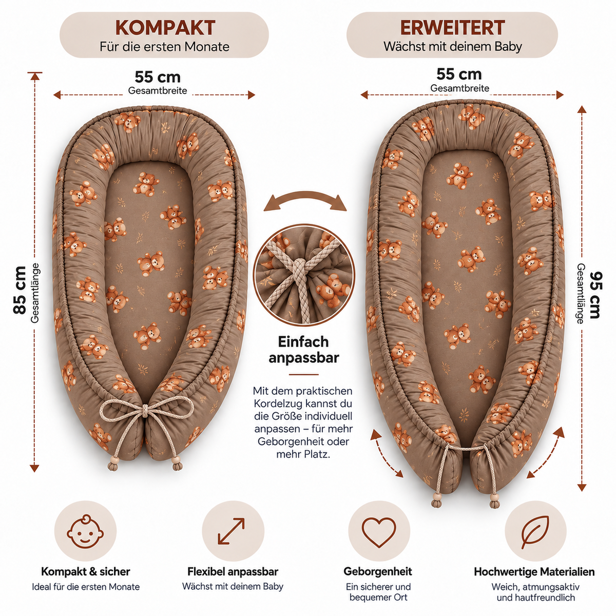 Babynest – Wendbares Babynestchen mit Muster