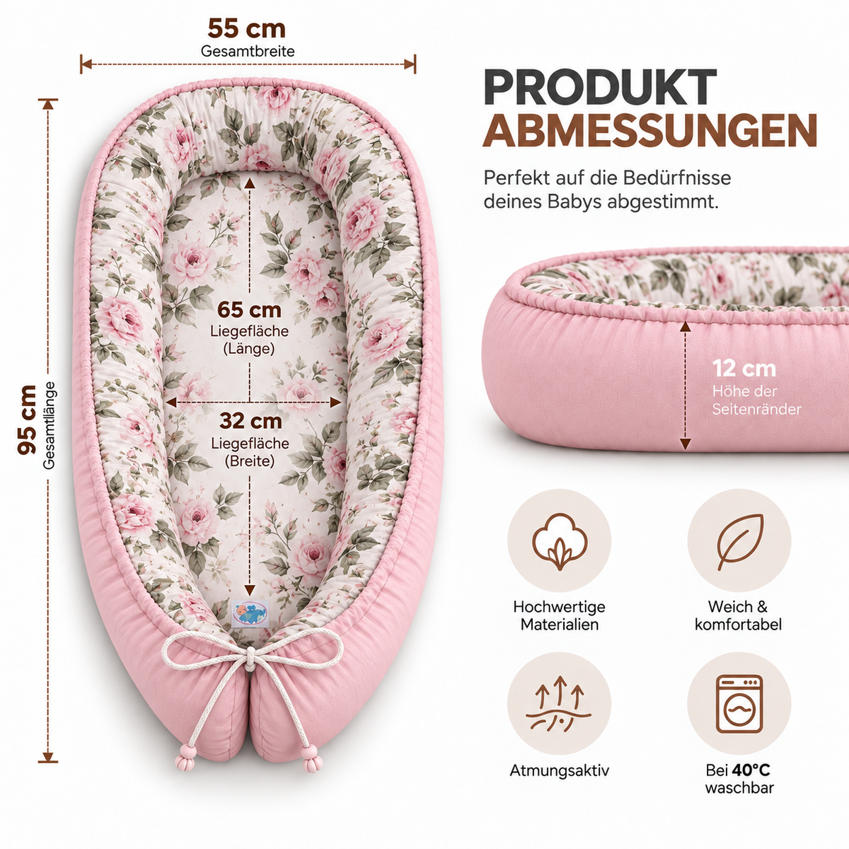 Babynest – Wendbares Babynestchen mit besonderen Mustern