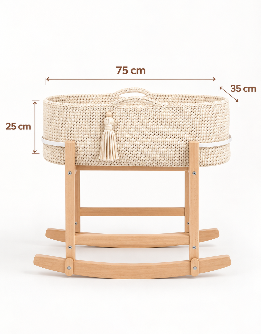 Moseskorb Baby – Babywiege mit Schaukelständer aus Baumwolle