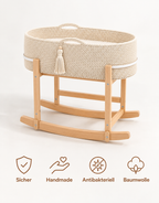 Moseskorb Baby – Babywiege mit Schaukelständer aus Baumwolle