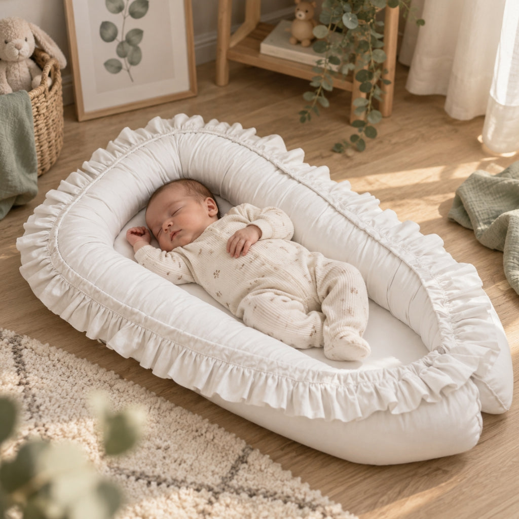 Babynestchen mit Rüschen – Klassische Farbtöne
