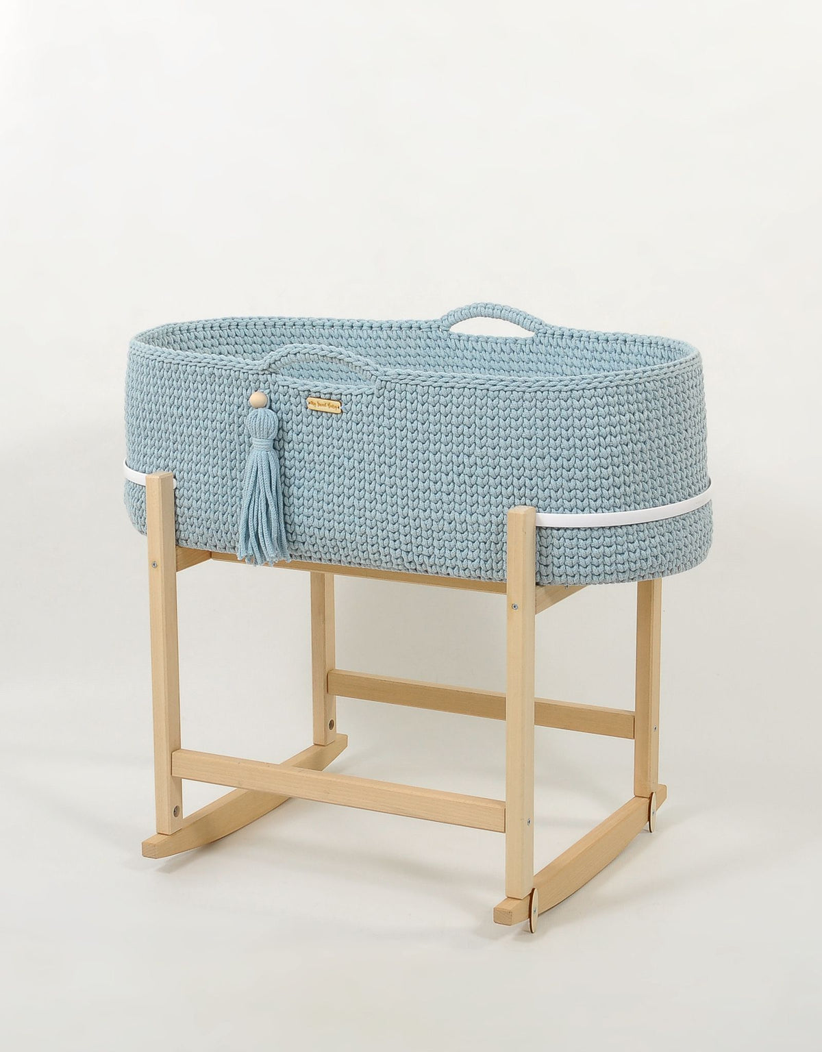 Moseskorb Baby – Babywiege mit Schaukelständer aus Baumwolle
